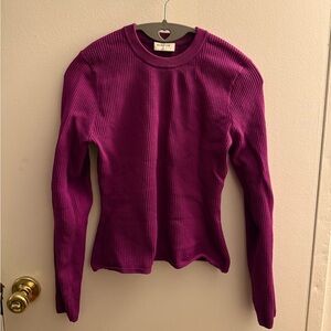 Aritzia Babaton Purple Ribbed Long Sleeve Top
